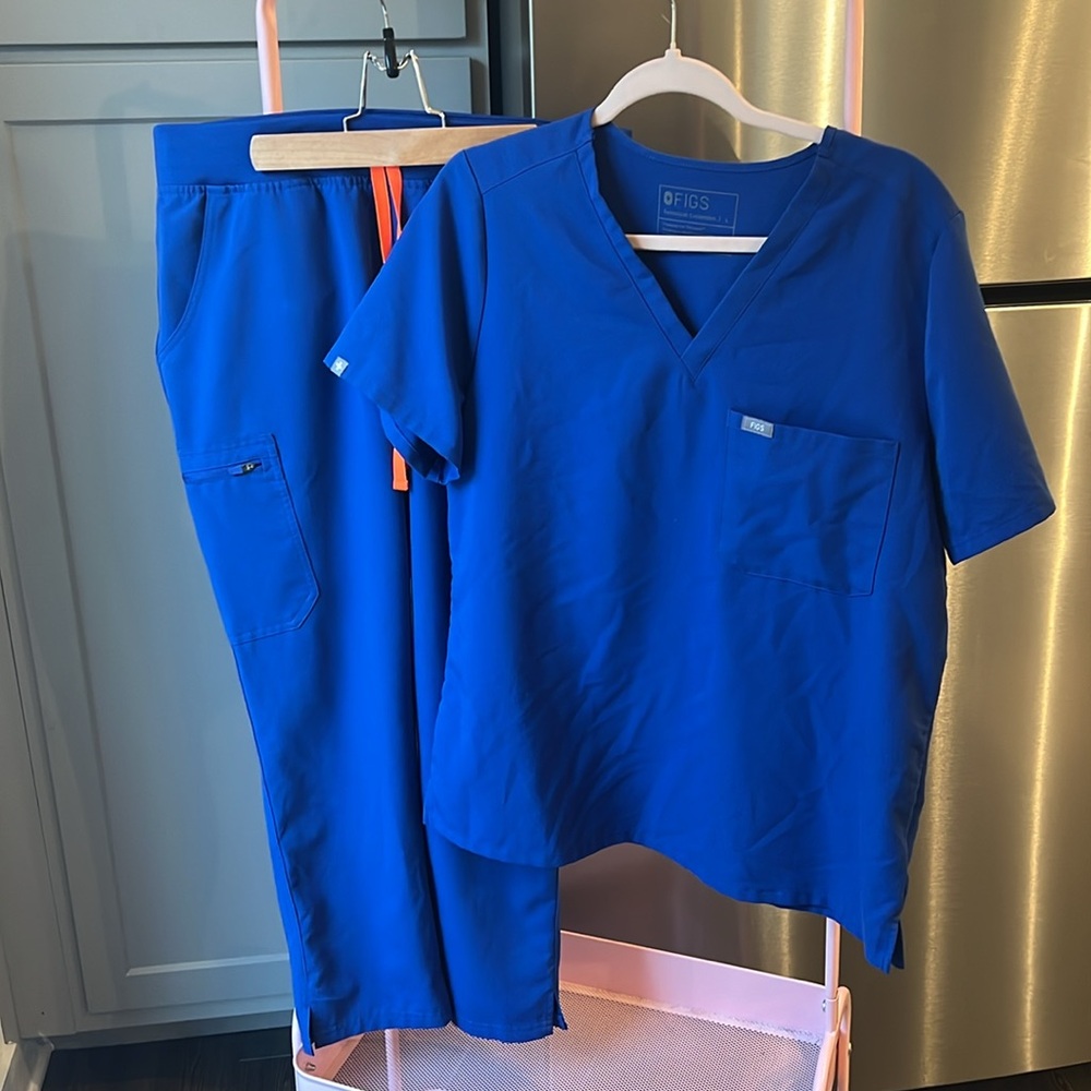 FIGS SET Women’s Scrub Set Winning Blue Yola Skinny Catarina EUC Size Large
